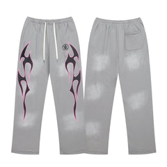 Y2K Street Elastic Drawstring Waist Wide‑Leg Graphic Casual Sweatpants