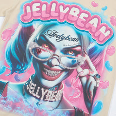Jellybean Harley-Inspired Graphic Tee | Beige Pink Print
