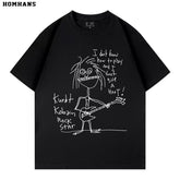 Washed Black Printed Short Sleeve T-shirt Nirvana Kurt Cobain Self Portrait Cotton Loose (2)