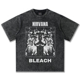 2025 Spring/Summer New Cross border NIRVANA Rock Band Vintage Short sleeved T-shirt Heavy duty Washed and Used Trend (12)
