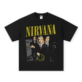 NIRVANA Nirvana Rock Band Short sleeved T-shirt Autumn New Cross border Heavy American Retro Men's Pure Cotton High Street (1)