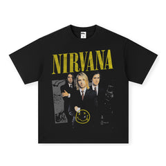 NIRVANA Nirvana Rock Band Short sleeved T-shirt Autumn New Cross border Heavy American Retro Men's Pure Cotton High Street (1)