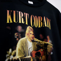 Red Korean kurt cobain NIRVANA Kote Cobain Rock Music Printed Men's and Women's Short Sleeves Cotton Loose