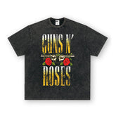 NIRVANA Rock American Retro Short Sleeve T-shirt Washed Heavy Cross border Printed Trendy Pure Cotton Vintage Men (9)