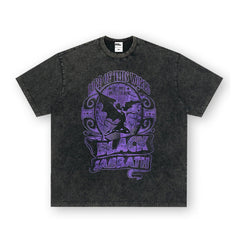 NIRVANA Rock American Retro Short Sleeve T-shirt Washed Heavy Cross border Printed Trendy Pure Cotton Vintage Men (12)