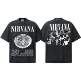 2026 Cross border Spring/Summer NIRVANA New American Round Neck 300G Cotton Shoulder Drop Heavy Short Sleeve Men's Bottom Shirt (2)