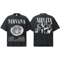 2026 Cross border Spring/Summer NIRVANA New American Round Neck 300G Cotton Shoulder Drop Heavy Short Sleeve Men's Bottom Shirt (2)