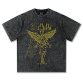 2025 Spring/Summer New NIRVANA Shattered Angel Washed Vintage Printed Short Sleeve T-shirt Heavy Tide (1)