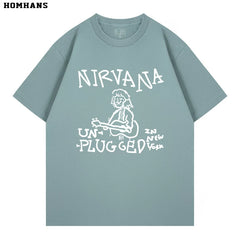 NIRVANA band, punk personality, spring and summer short sleeved T-shirt, heavyweight pure cotton casual versatile loose fit (2)