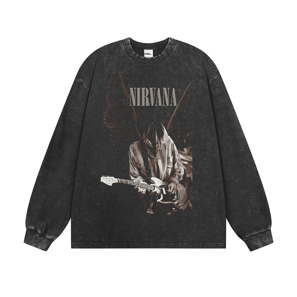 NIRVANA Nirvana Rock Band Short sleeved T-shirt Autumn New Cross border Heavy American Retro Men's Pure Cotton High Street (2)