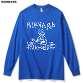 NIRVANA Nirvana Band hand drawn punk personality spring and autumn long sleeved T-shirt heavyweight pure cotton casual base shirt (2)