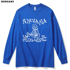NIRVANA Nirvana Band hand drawn punk personality spring and autumn long sleeved T-shirt heavyweight pure cotton casual base shirt (2)