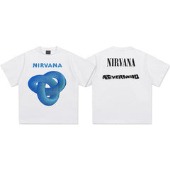 2025 Spring/Summer New Cross border NIRVANA Rock Band Vintage Short sleeved T-shirt Heavy duty Washed and Used Trend (3)
