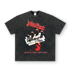 NIRVANA Rock American Retro Short Sleeve T-shirt Washed Heavy Cross border Printed Trendy Pure Cotton Vintage Men (10)