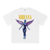 NIRVANA Rock American Retro Short Sleeve T-shirt Washed Heavy Cross border Printed Trendy Pure Cotton Vintage Men (3)