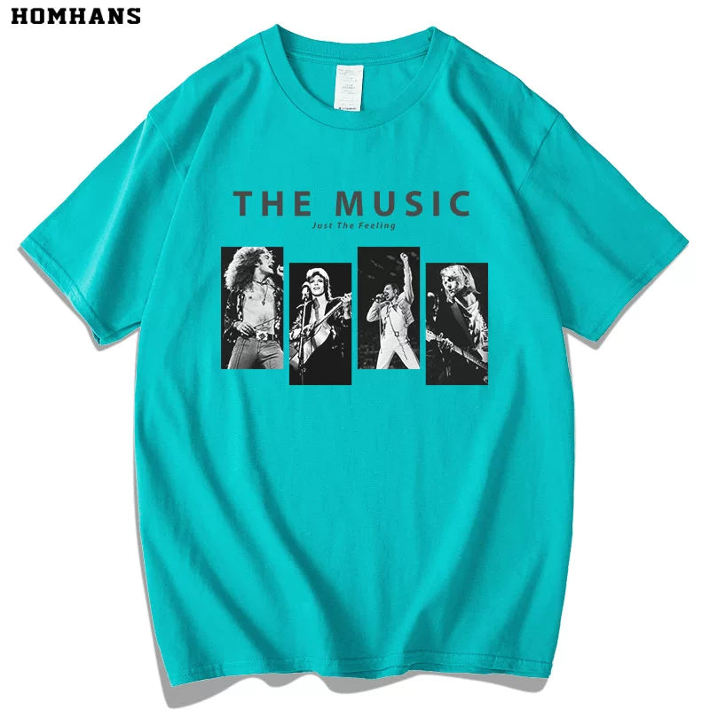 ROCK music peripheral summer short sleeved cotton unisex Led Zeppelin Queen band Uncle Nirvana (3)