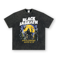 NIRVANA Rock American Retro Short Sleeve T-shirt Washed Heavy Cross border Printed Trendy Pure Cotton Vintage Men (10)
