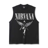 2025 Cross border Summer Nirvana American Retro High Gram Heavy Washed Water Shoulder Tank Top T-shirt Printed Men's Tank Top Trend (1)