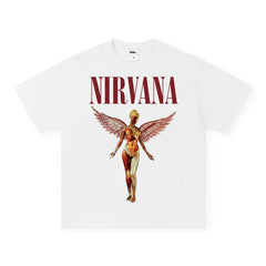 NIRVANA Rock American Retro Short Sleeve T-shirt Washed Heavy Cross border Printed Trendy Pure Cotton Vintage Men (1)