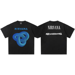 2025 Spring/Summer New Cross border NIRVANA Rock Band Vintage Short sleeved T-shirt Heavy duty Washed and Used Trend (3)