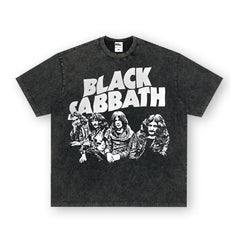 NIRVANA Rock American Retro Short Sleeve T-shirt Washed Heavy Cross border Printed Trendy Pure Cotton Vintage Men (9)