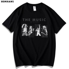 ROCK music peripheral summer short sleeved cotton unisex Led Zeppelin Queen band Uncle Nirvana (1)