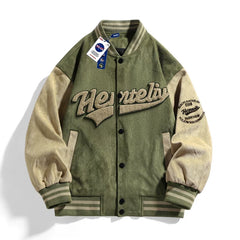 Vintage Washed Green Letterman Varsity Jacket