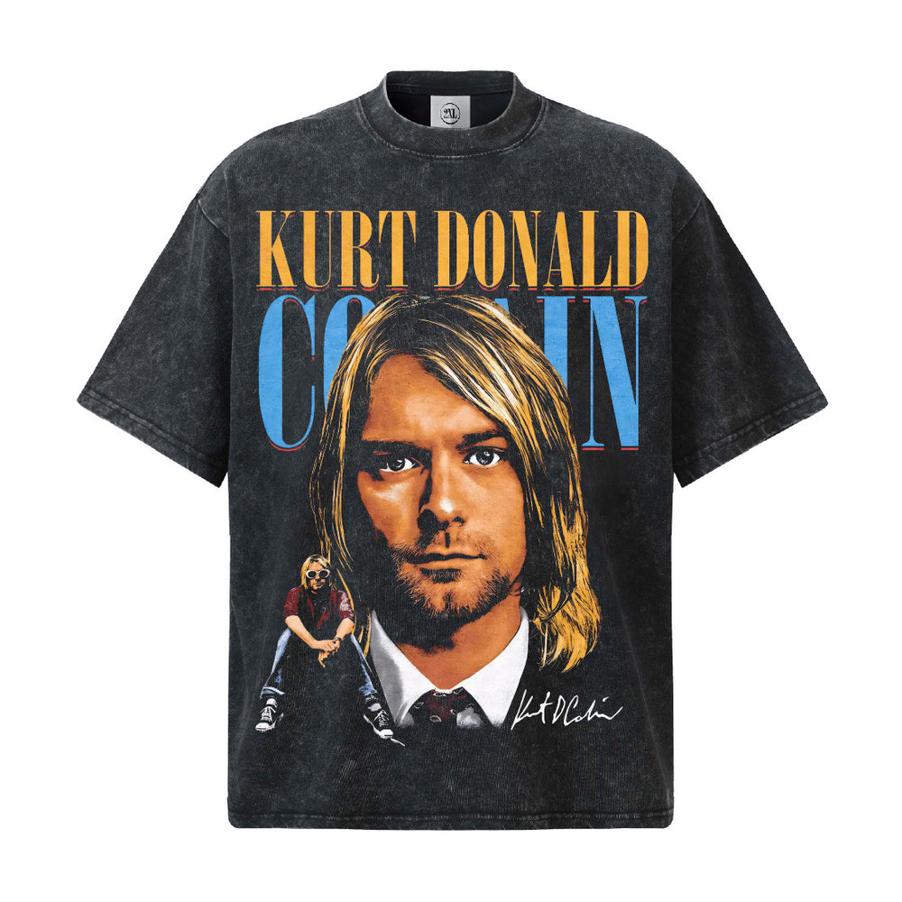 2026 Cross border Nirvana Cobain New American High Street T-shirt Retro Stir fried Snowflake Men's and Women's Casual Short Sleeves Men's and Women's T (2)