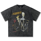 2025 Spring/Summer New NIRVANA Rock Band Vintage Short Sleeve T-shirt 300g Small Collar T-shirt (1)