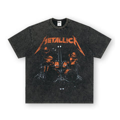 NIRVANA Rock American Retro Short Sleeve T-shirt Washed Heavy Cross border Printed Trendy Pure Cotton Vintage Men (9)