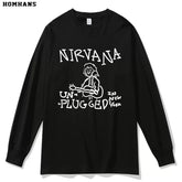 NIRVANA Nirvana Band hand drawn punk personality spring and autumn long sleeved T-shirt heavyweight pure cotton casual base shirt (1)