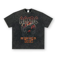 NIRVANA Rock American Retro Short Sleeve T-shirt Washed Heavy Cross border Printed Trendy Pure Cotton Vintage Men (11)
