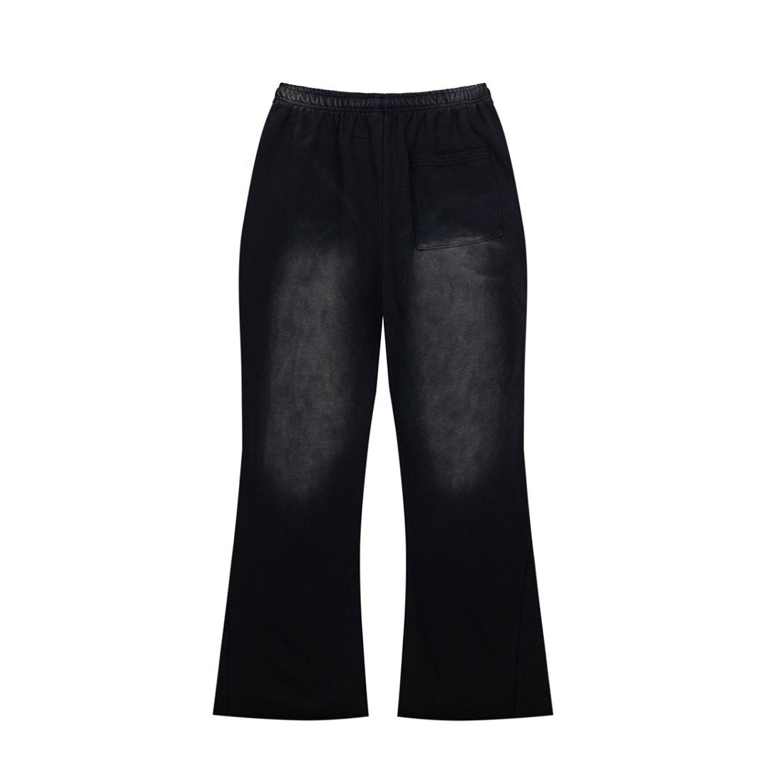 Black Gothic Embroidery Loose‑Fit Flare Casual Sweatpants