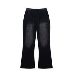 Black Gothic Embroidery Loose‑Fit Flare Casual Sweatpants