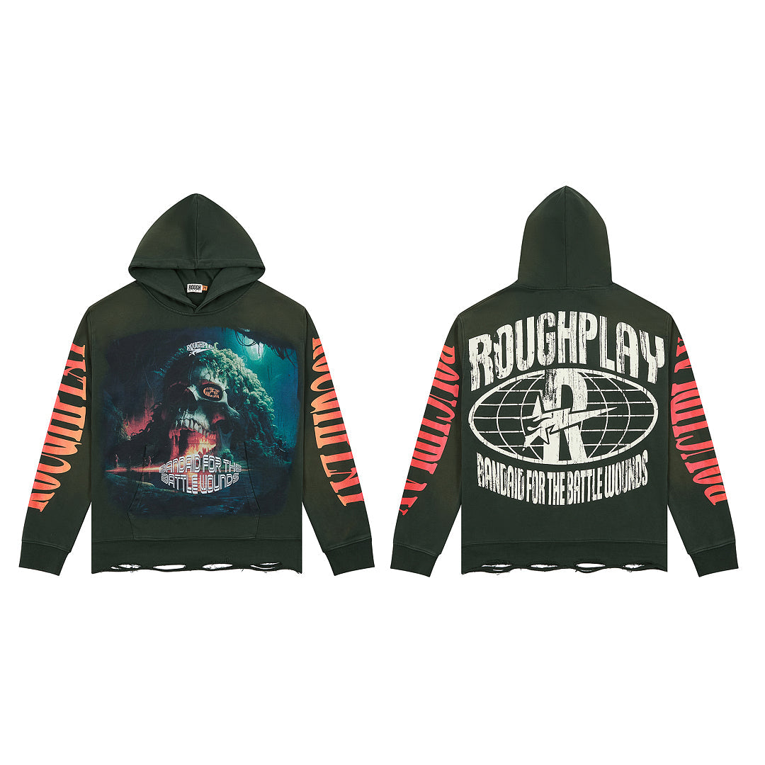 Rough Club Vintage Skull Graphic Hoodie