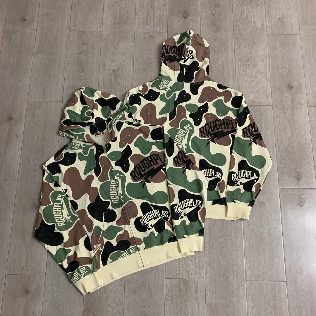 Rough Play Camo Zip Hoodie | Green / Brown