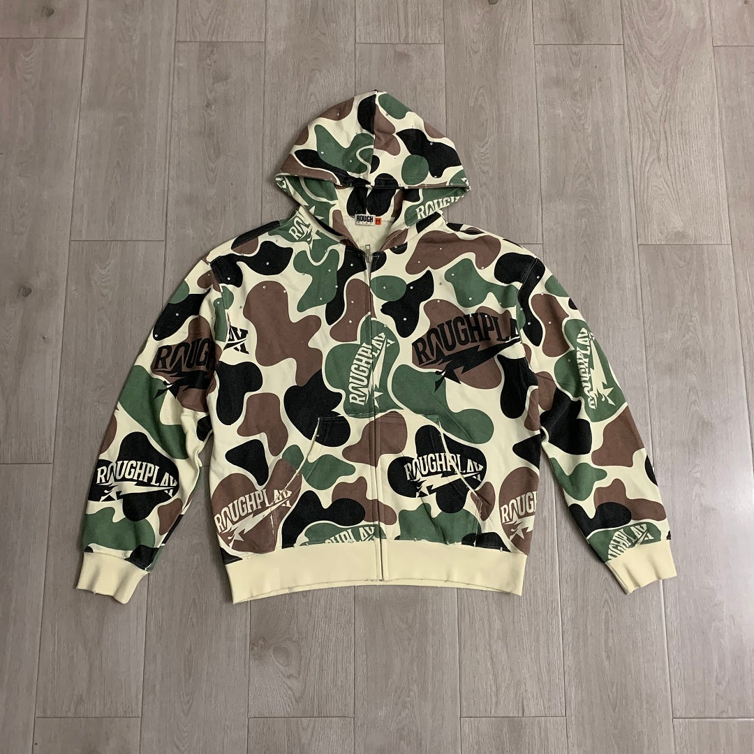 Rough Play Camo Zip Hoodie | Green / Brown