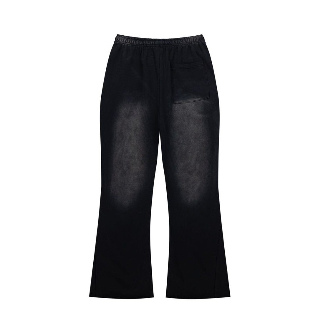 Street Style Skull Letter Print Elastic Waist Flared Pants