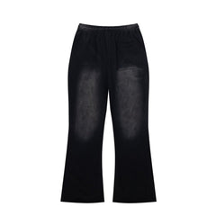 Street Style Skull Letter Print Elastic Waist Flared Pants