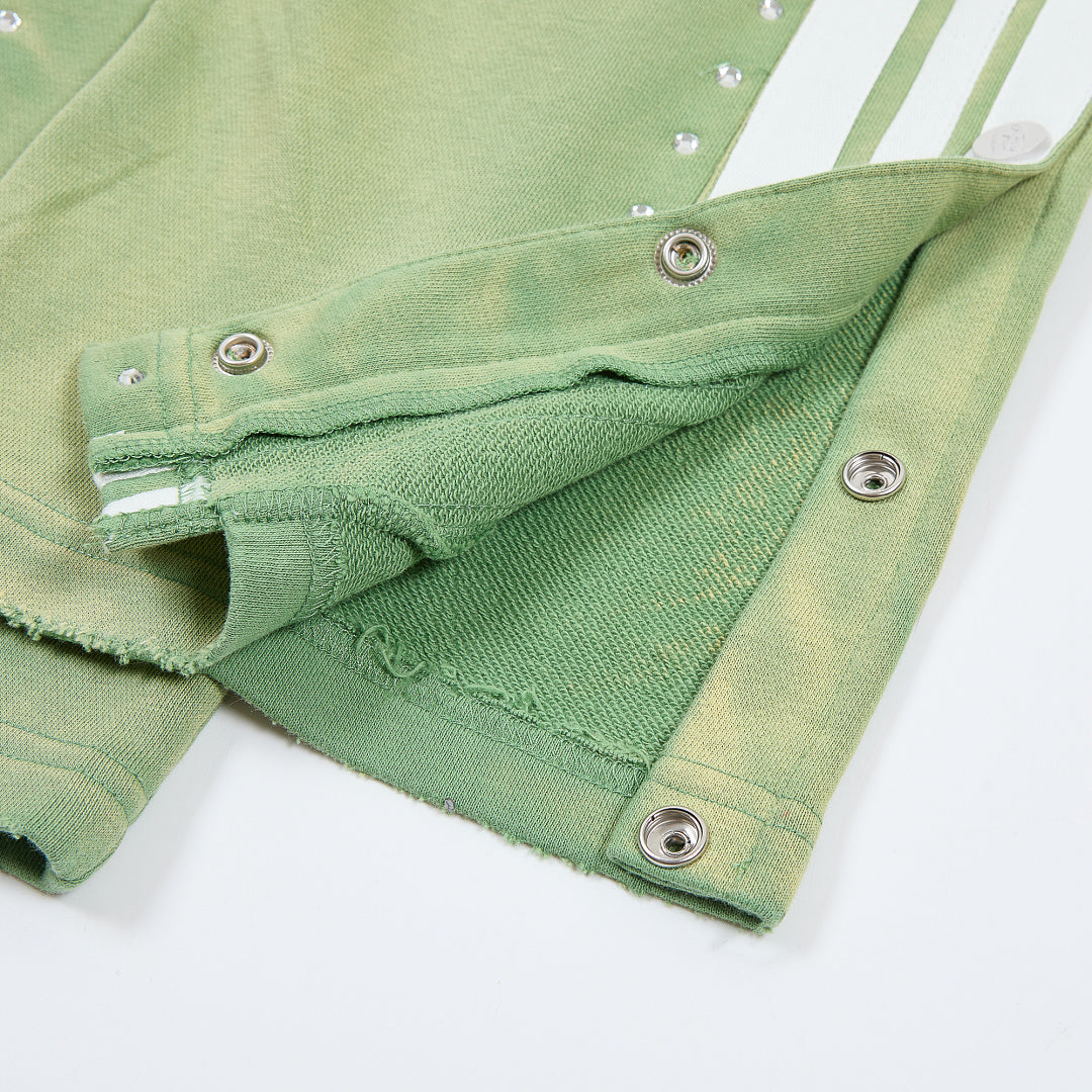Rough Play Rhinestone Track Pants green