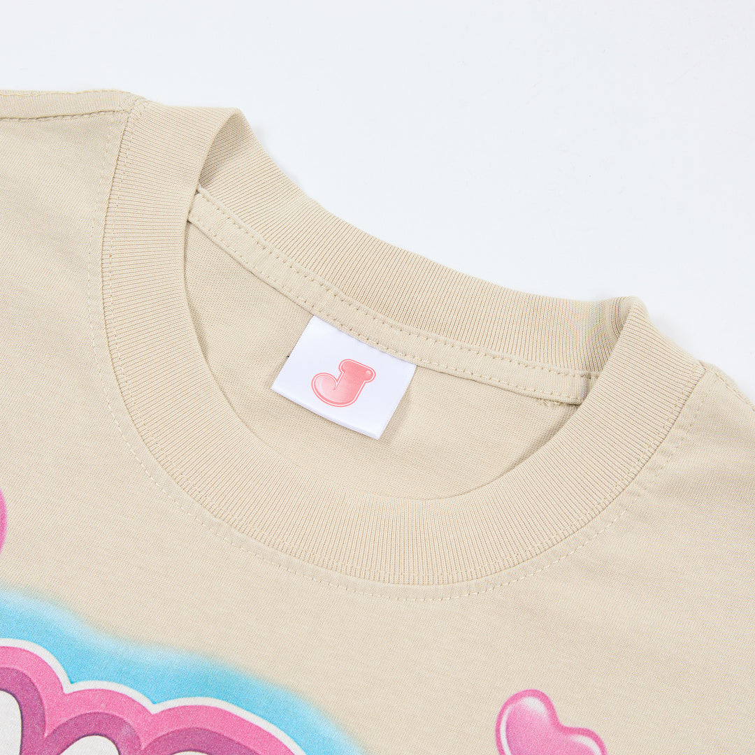 Jellybean Harley-Inspired Graphic Tee | Beige Pink Print