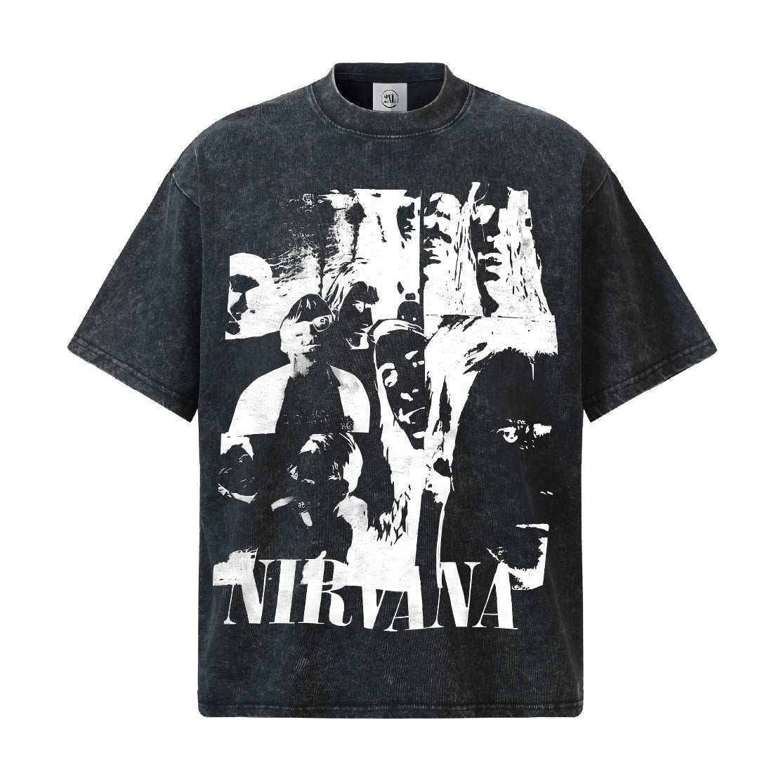 2026 Cross border Spring/Summer Nirvana Pure Cotton T-shirt Men's Direct Spray Printed Summer Breathable Short Sleeve American Retro T-shirt (2)