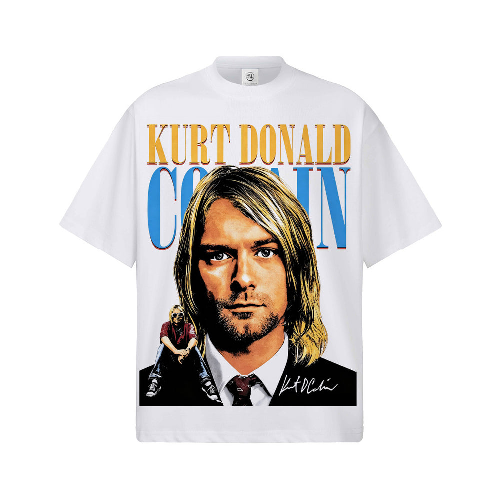 2026 Cross border Nirvana Cobain New American High Street T-shirt Retro Stir fried Snowflake Men's and Women's Casual Short Sleeves Men's and Women's T (1)