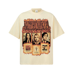 2026 Cross border Nirvana Top American Street Retro Washed Stir Fried Snowflake Shoulder Cotton Short Sleeve Men (1)