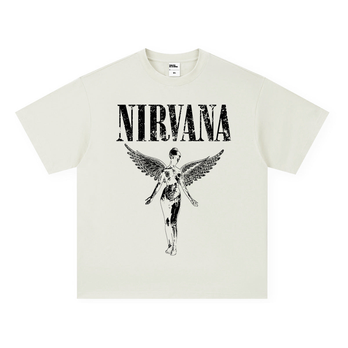 NIRVANA Cross border Heavy American Retro Short Sleeve Top Men's Summer Printed T-shirt Loose Five Sleeve T-shirt (2)