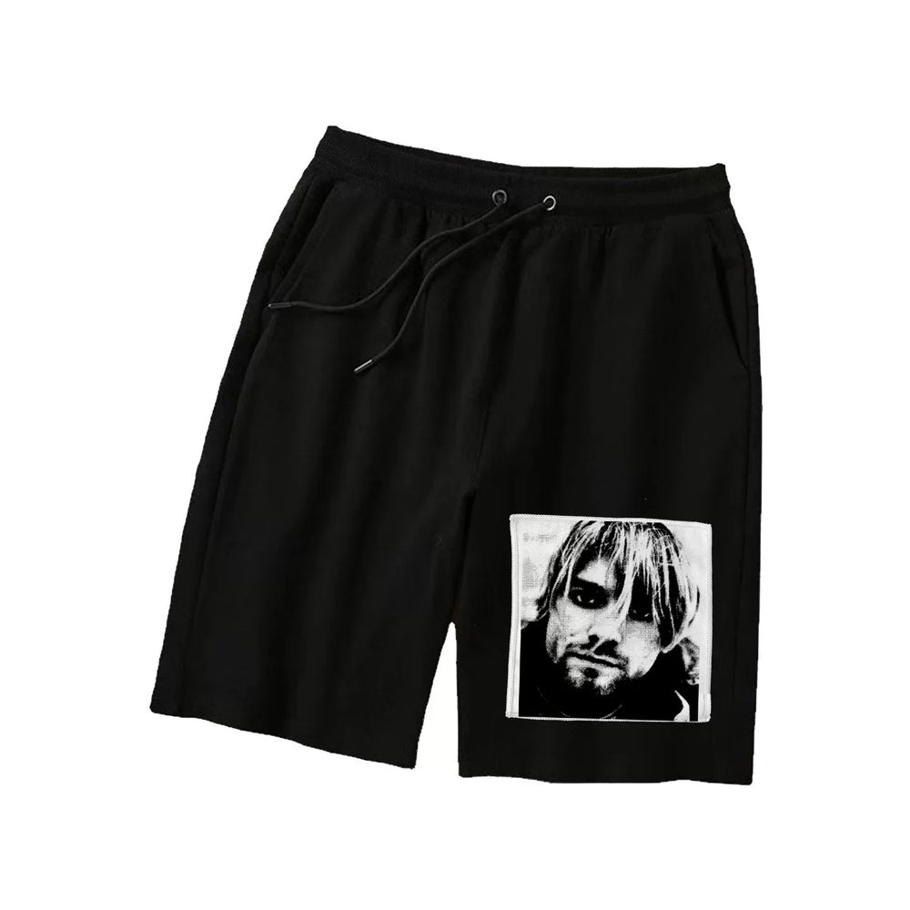 Kurt cobain nirvana rock and roll patch shorts for men and women, hoodie, looped fabric pants (1)