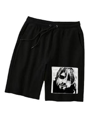 Kurt cobain nirvana rock and roll patch shorts for men and women, hoodie, looped fabric pants (4)