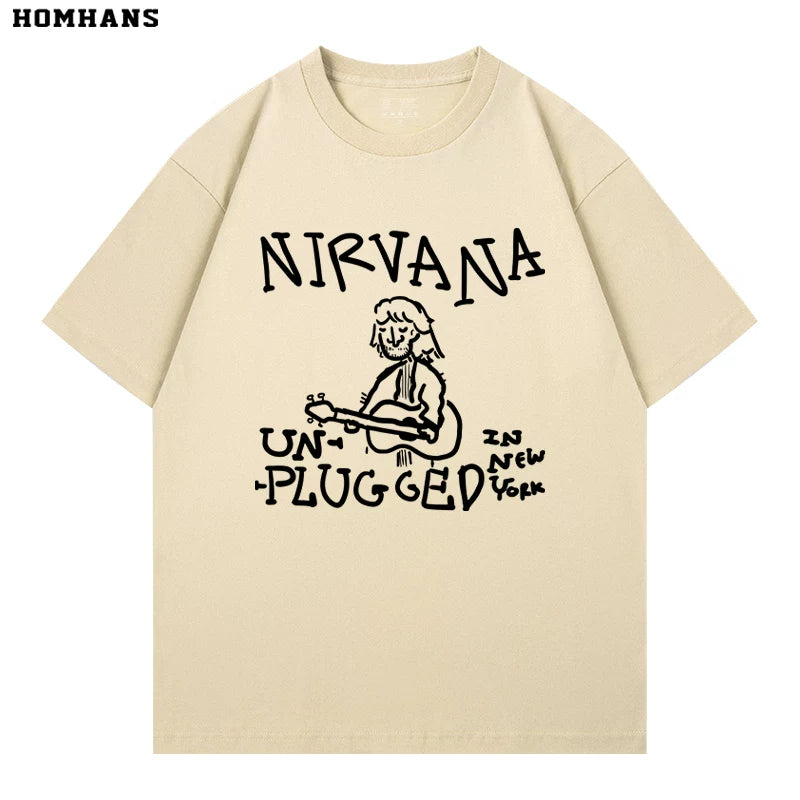 NIRVANA band, punk personality, spring and summer short sleeved T-shirt, heavyweight pure cotton casual versatile loose fit (1)