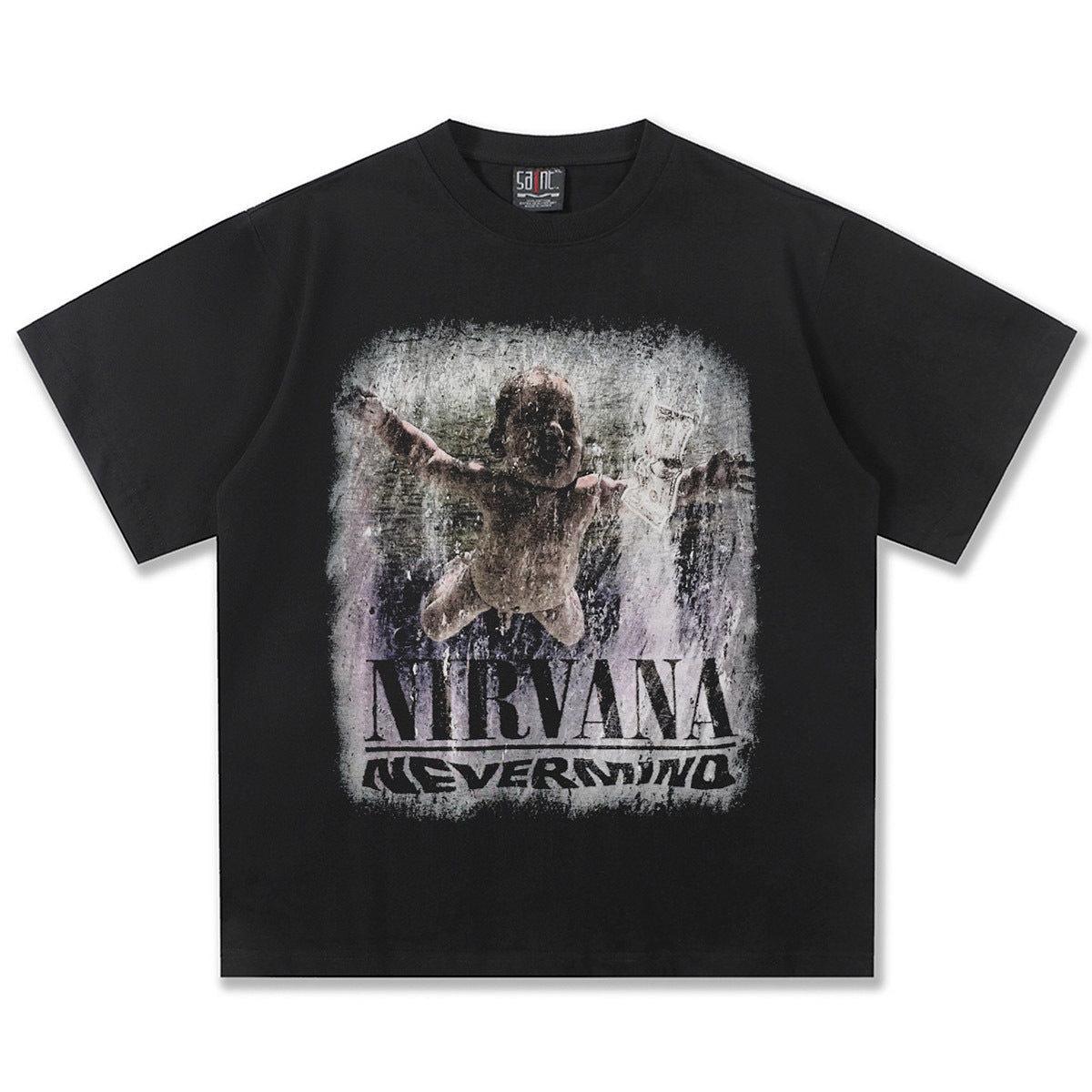 2025 Spring/Summer New Cross border NIRVANA Rock Band Vintage Short sleeved T-shirt Heavy duty Washed and Used Trend (2)