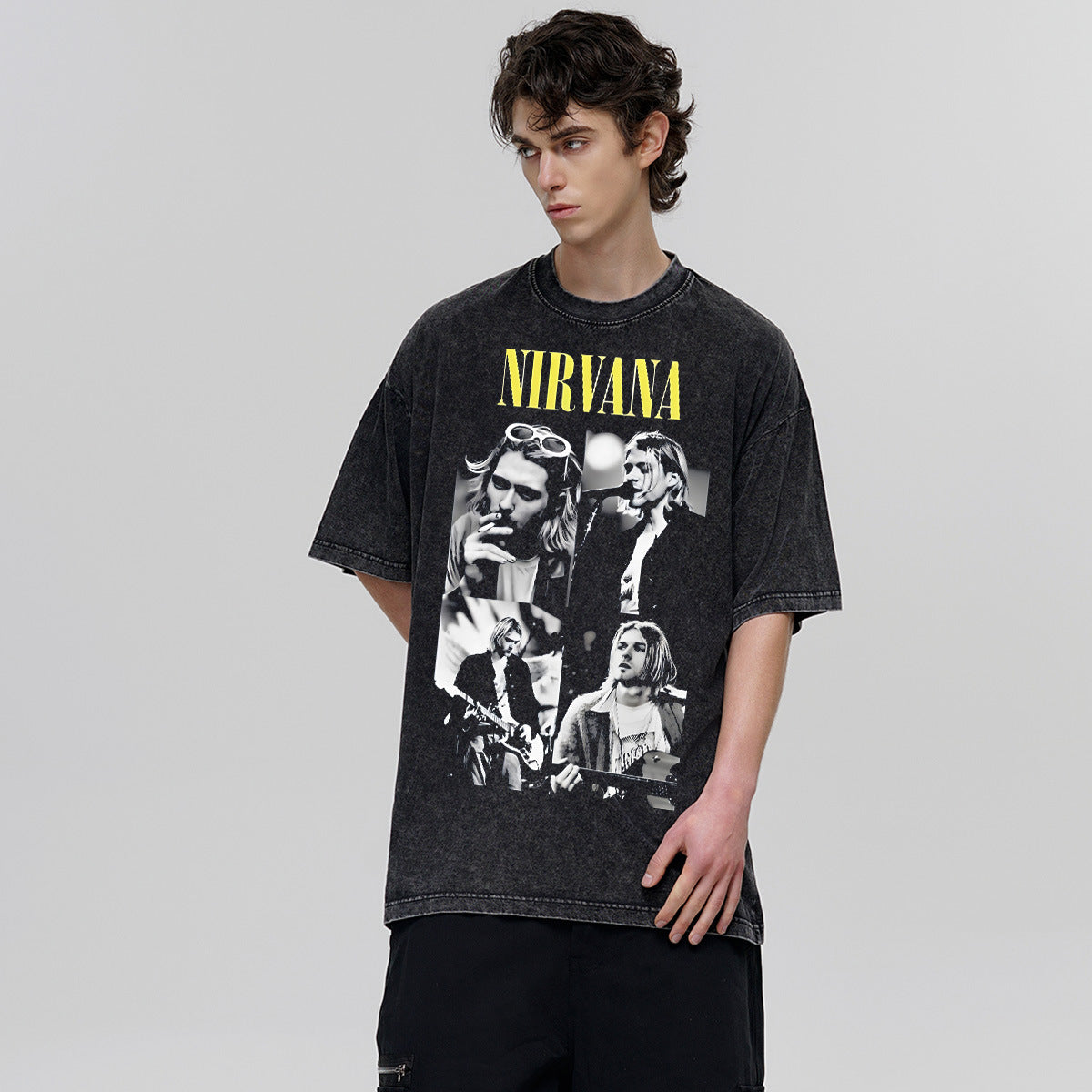 Nirvana, Koto, Coburn, Vintage, Character Printed Short sleeved T-shirt, Cross border American Heavy Summer Trend (1)